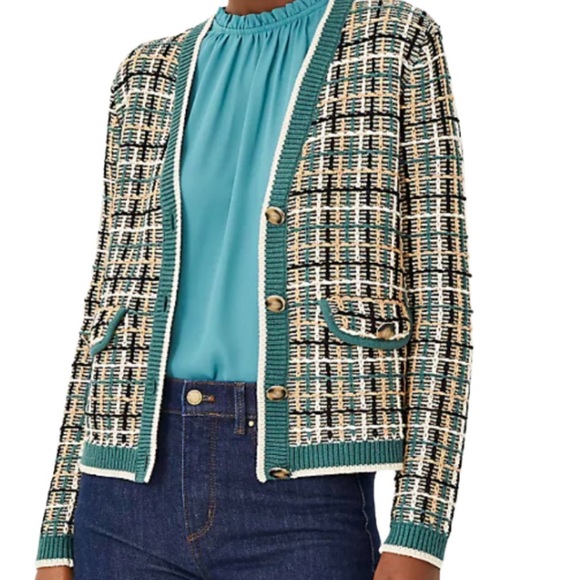 Ann Taylor Sweaters - ANN TAYLOR NWT Tweed-Like V-Neck Knit Sweater Jacket Cardigan Size S